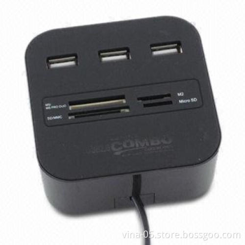 Combo Card Reader + 3 Port USB Hub, Various Color Acceptable, OEM Orders Welcomed